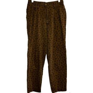 Vintage Essentials Sport Loafers Straight Pants Paisley High Rise Brown 12 31x29